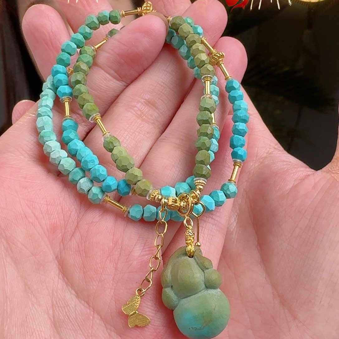 绿松石珠宝奇石18K金镶嵌