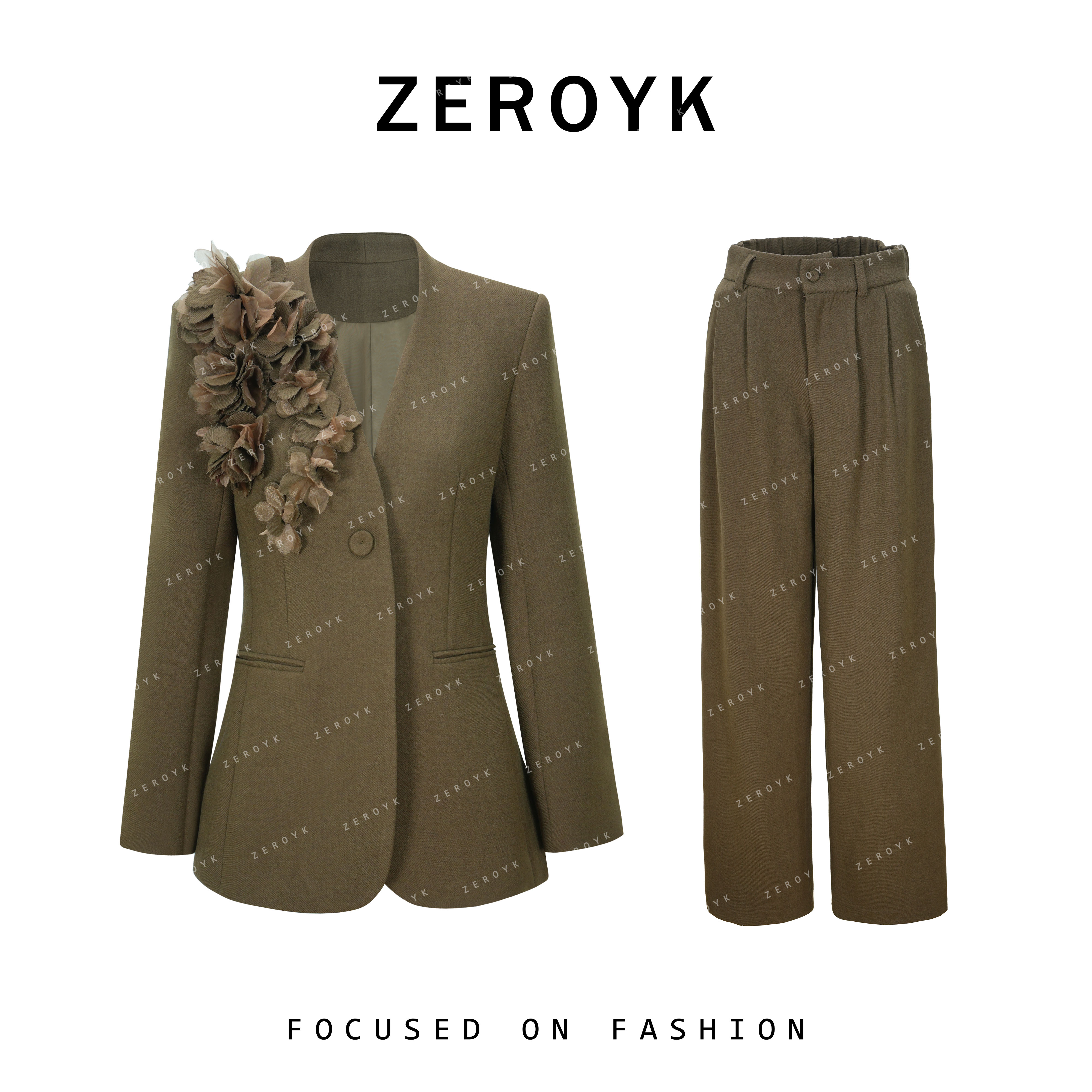 ZEROYK翎蔻 深圳南油冬季简约时尚重工纯色极简风设计师套装