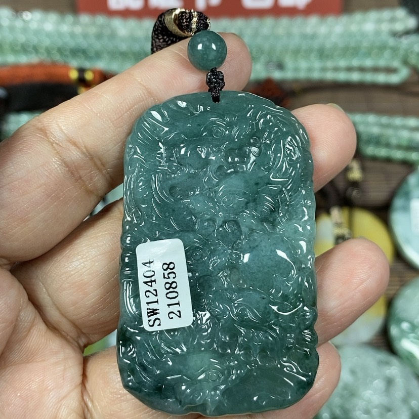 【闪购商品】翡翠颈饰未镶嵌玉吊坠翡翠玉双面九龙牌