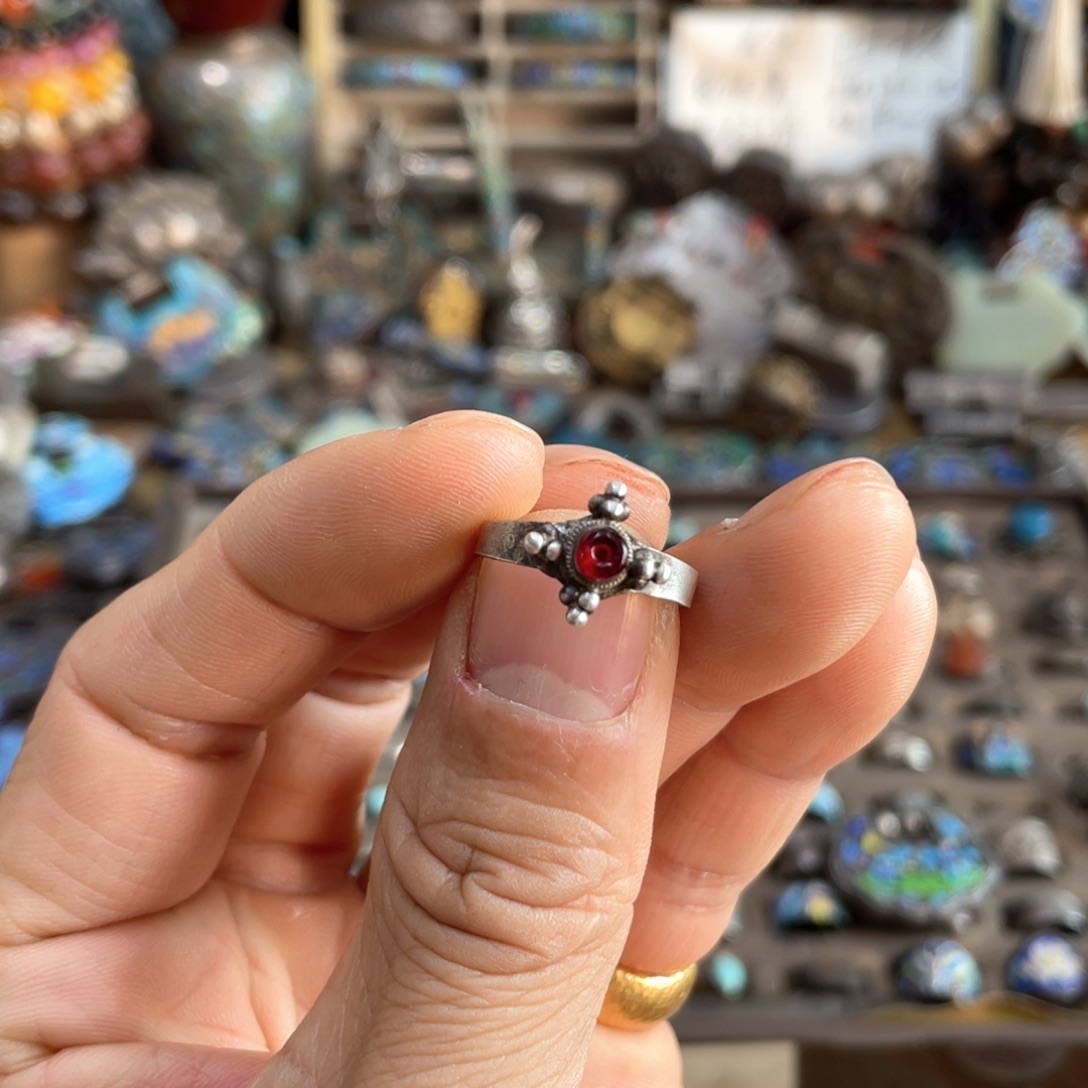 吊坠925银珐琅足银戒指