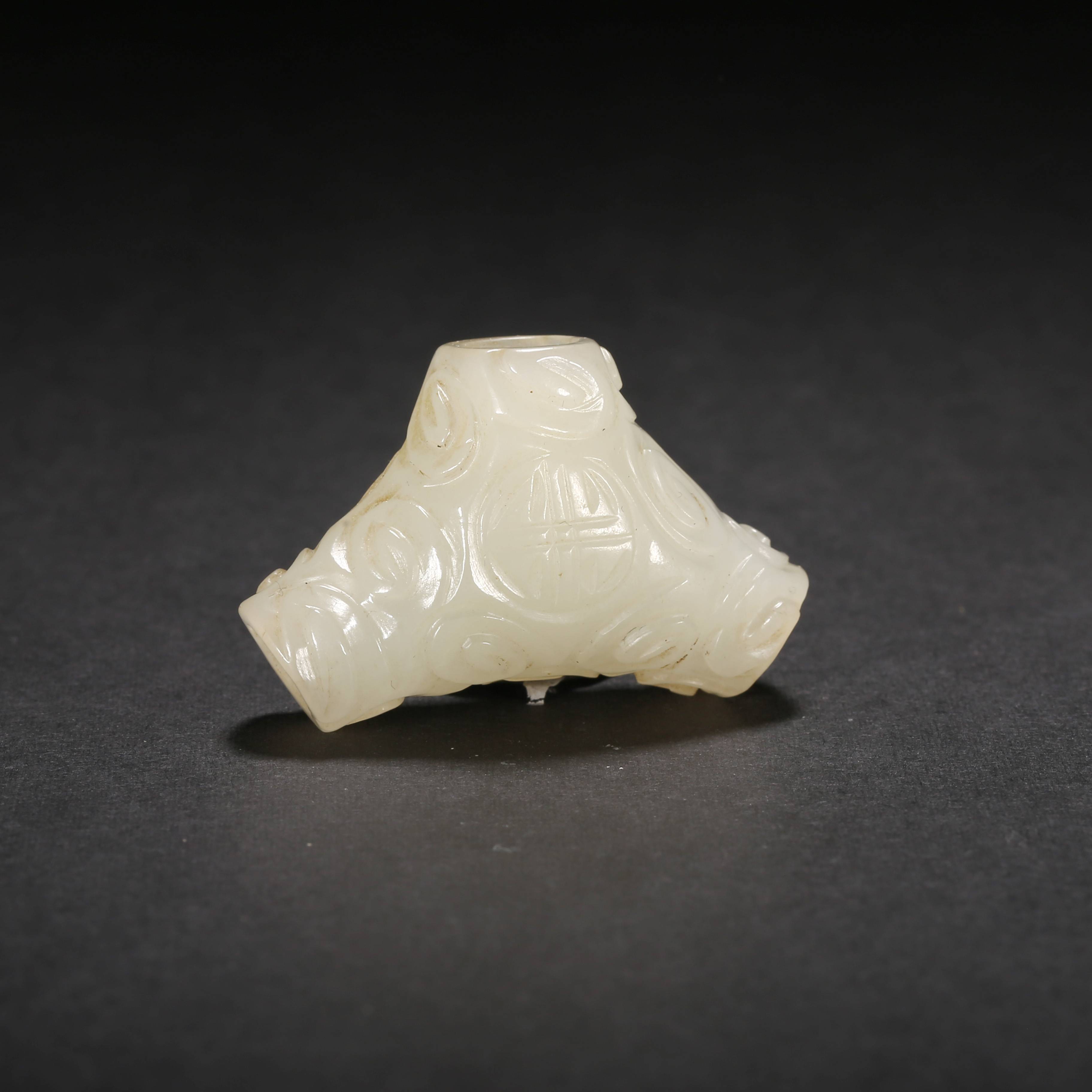 清代*团寿纹玉三通/11LB3589/和田玉【北京文博】