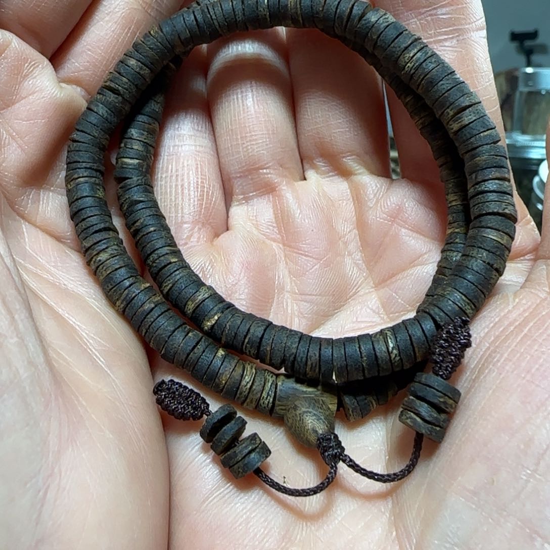 沉香手串绿奇楠沉香沉水片珠双圈定制款手串11克