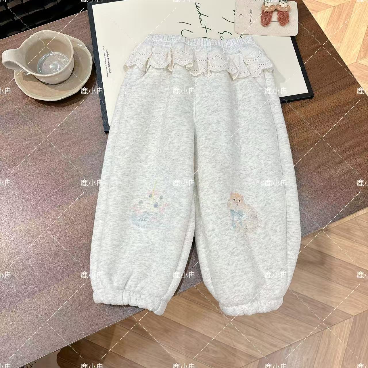 【鹿小冉】冬款女童加绒加厚休闲裤儿童校园卫裤6065