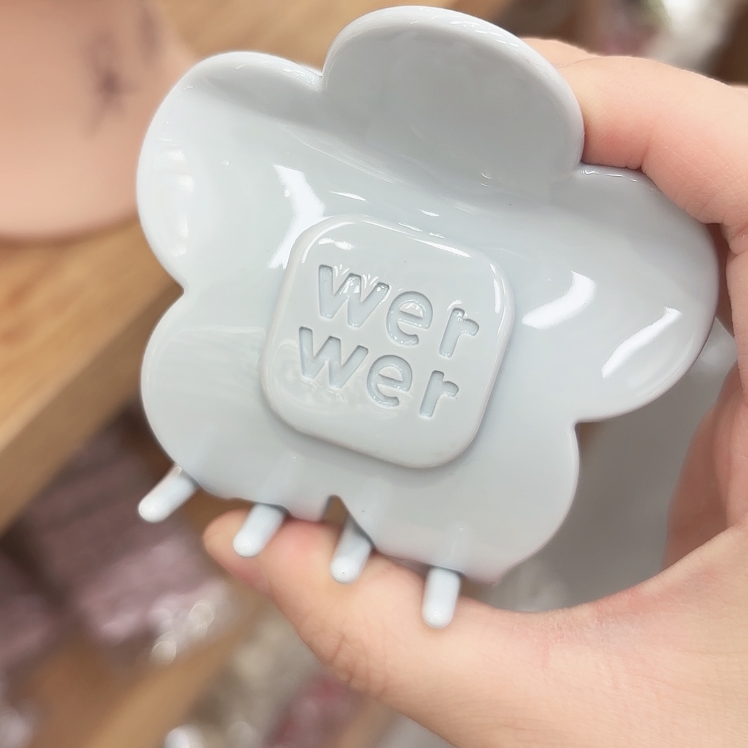 皮质铁合金蓝色花朵抓夹