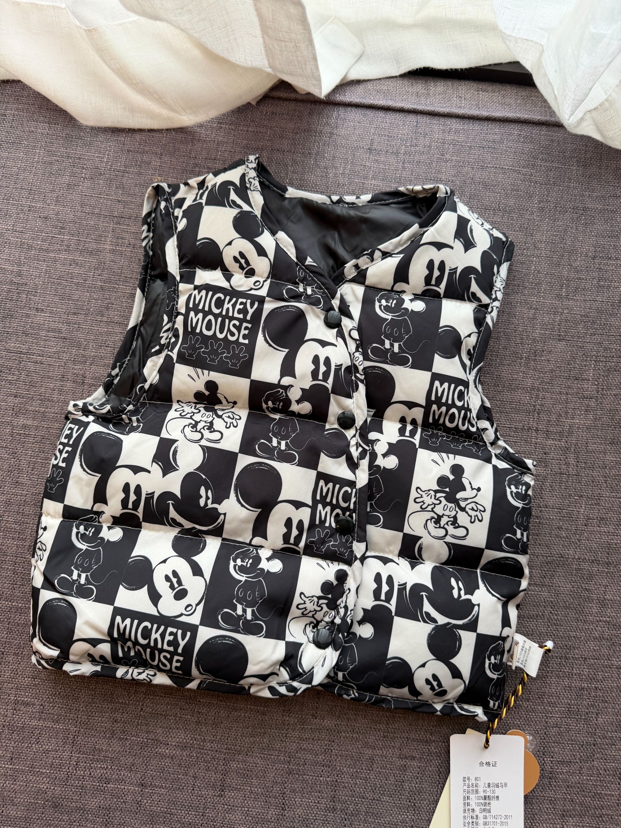 休闲双面风春秋厚款男马甲童装洋气男童羽绒聚酯纤维白鸭绒