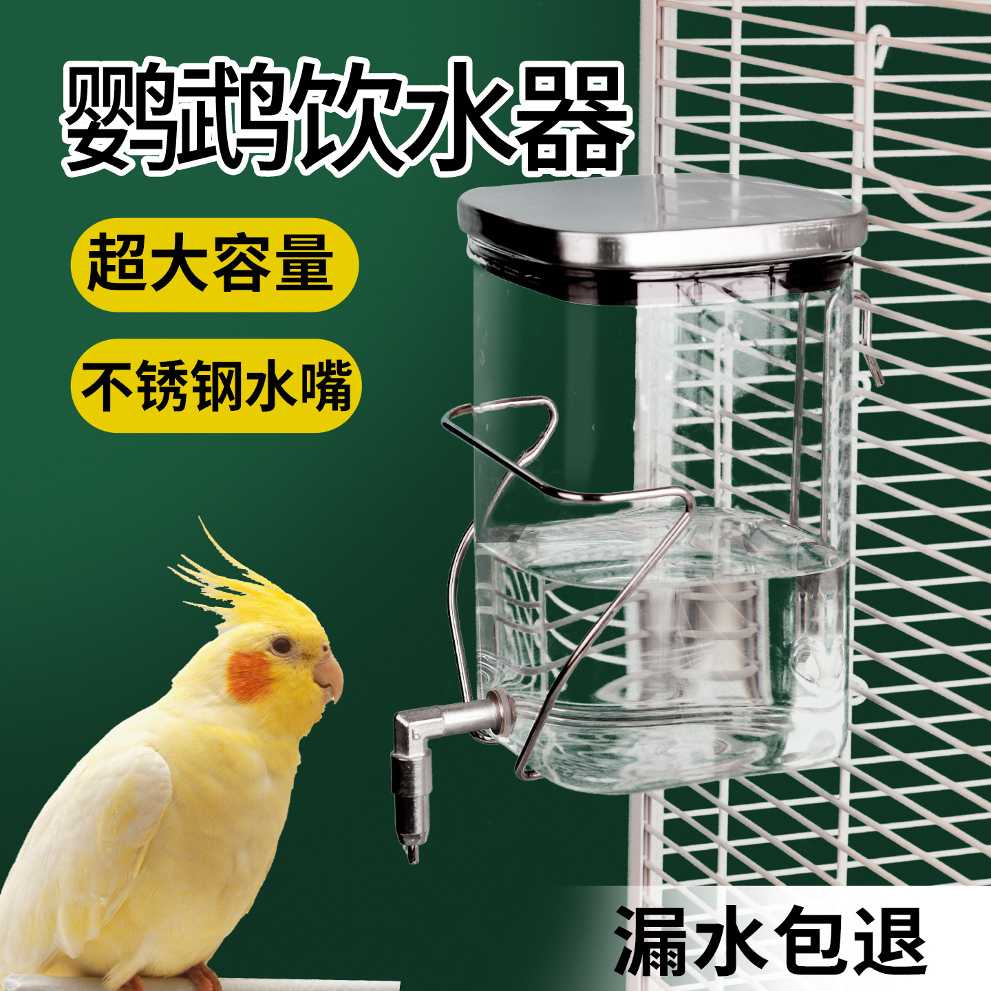 鹦鹉饮水器鸟用自动喂水器蜜袋鼯不锈钢粗撞针水壶豚鼠龙猫喝水壶