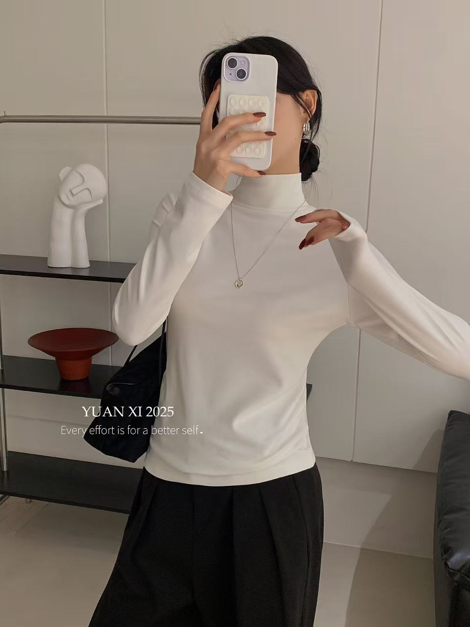 CiCi家~2025新款中高领领磨毛打底T（3108）