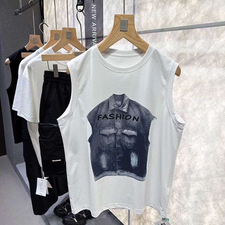 王簰牛货！新货！B家新工艺！FOG高街印花 男宽松无袖T恤背心5521