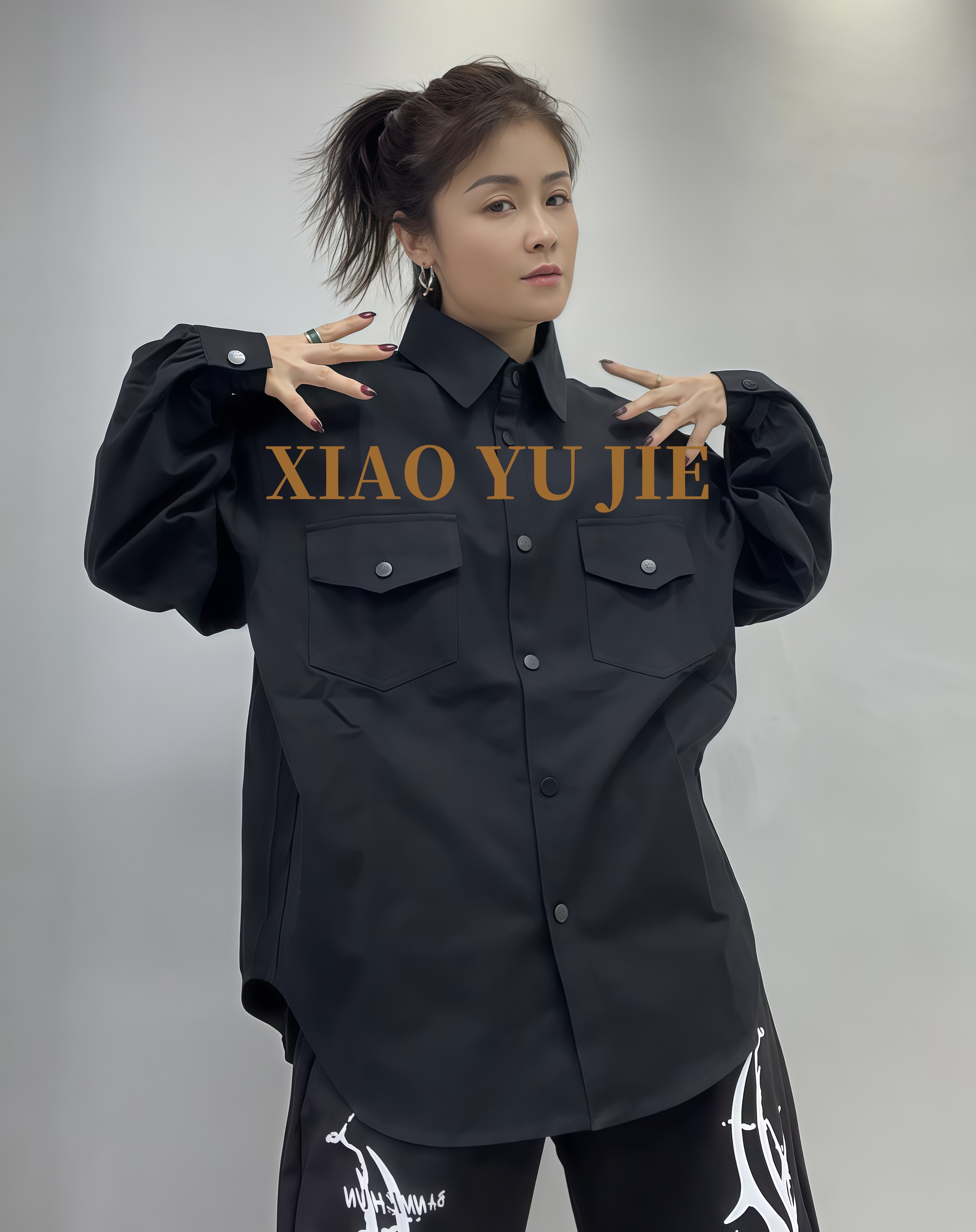 0607秋冬CY上新款时尚潮流休闲百搭宽松大版翻领韩版长袖衬衫衬衣