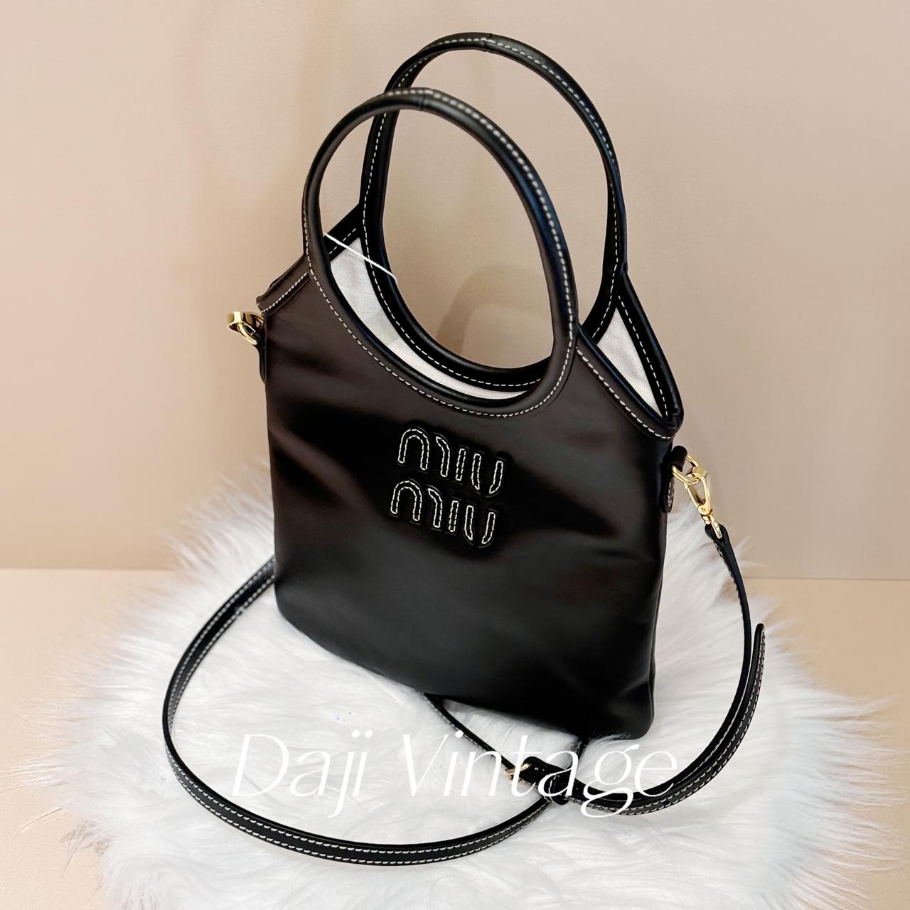 99新 MIU MIU/缪缪 大吉中古/黑色ivy小号托特单肩包