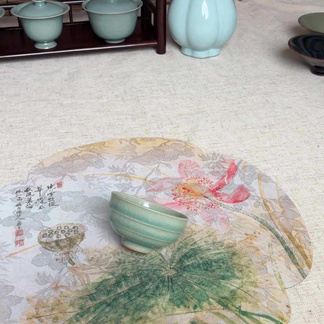 陶摆件青绿弦纹杯福利