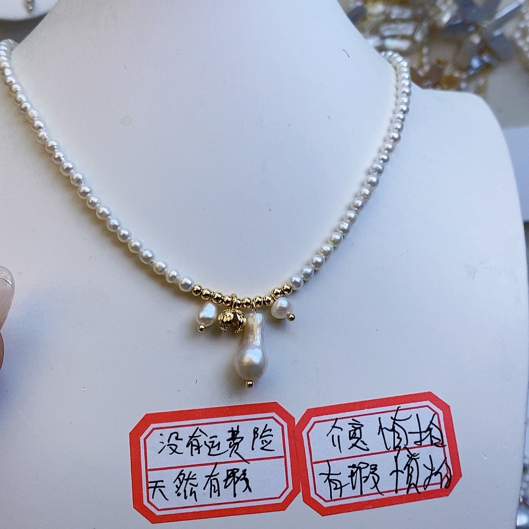淡水珍珠颈饰银S925镶嵌