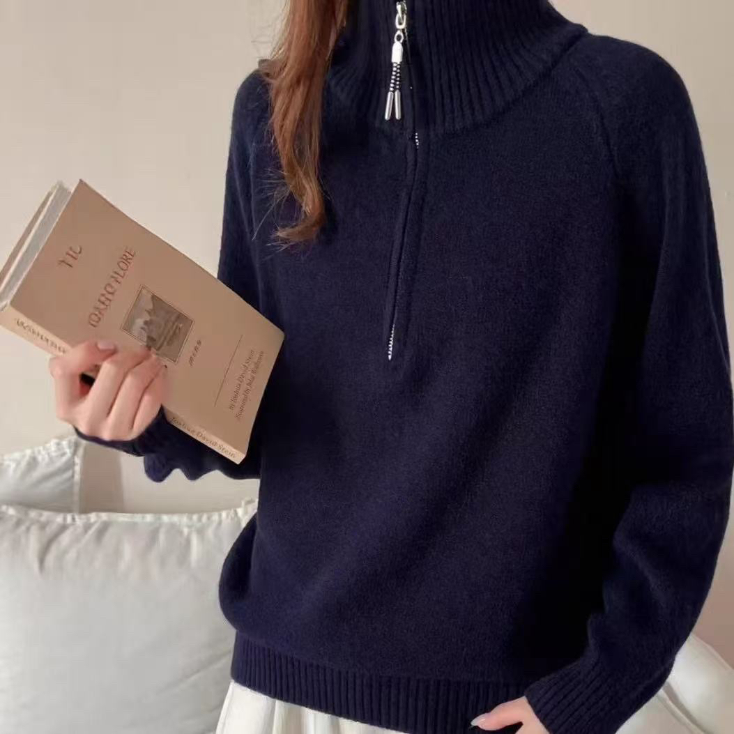 半拉链开衫针织衫