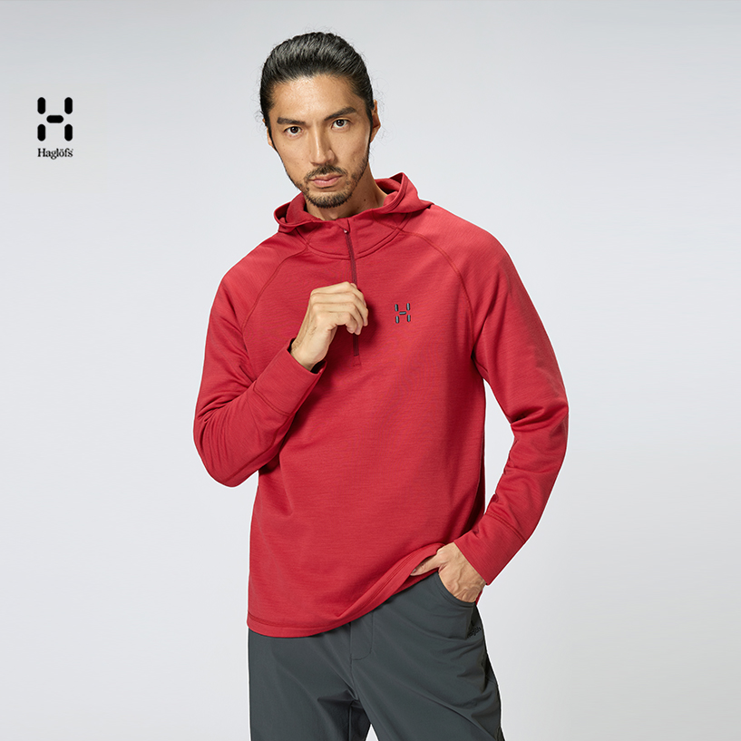 Haglofs火柴棍男子户外轻量长袖T恤美利奴羊毛连帽套头卫衣新款