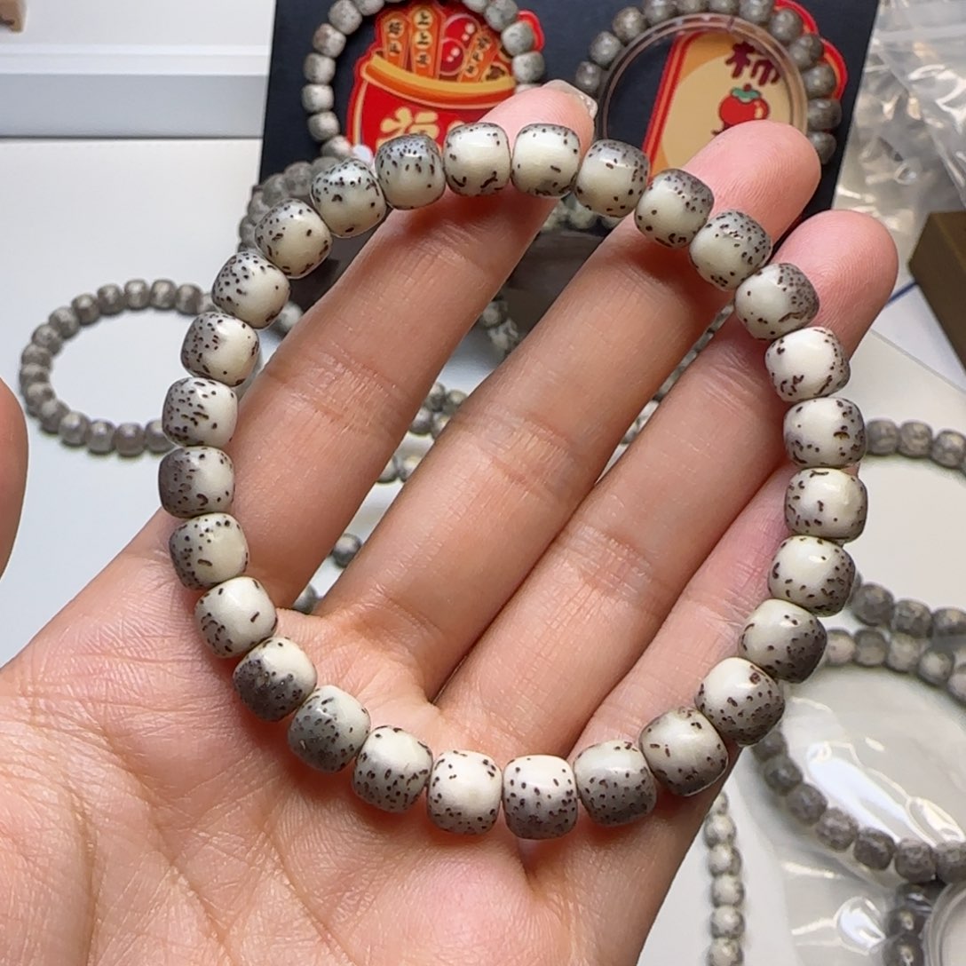 星月菩提手串石玉黑灰背8×7