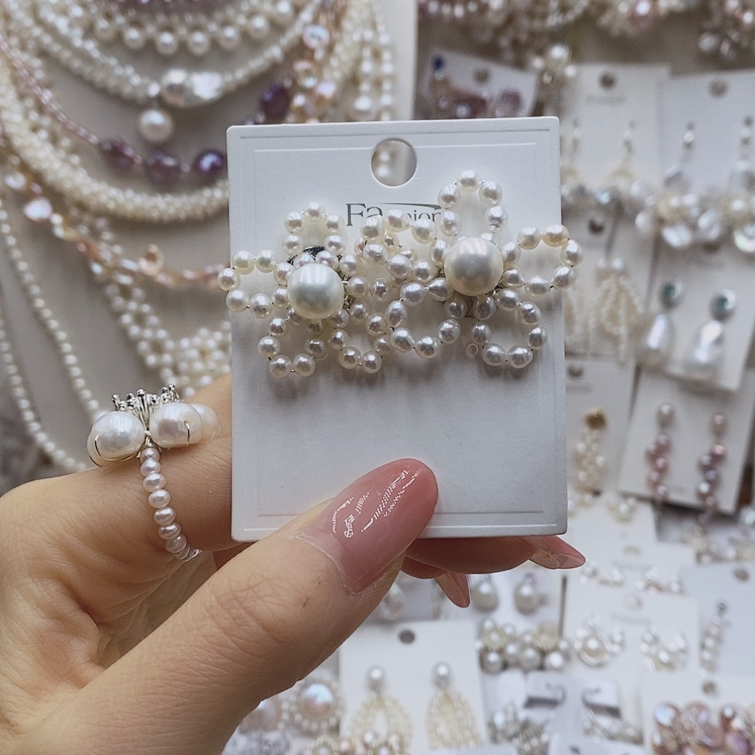 淡水珍珠耳饰银S925镶嵌