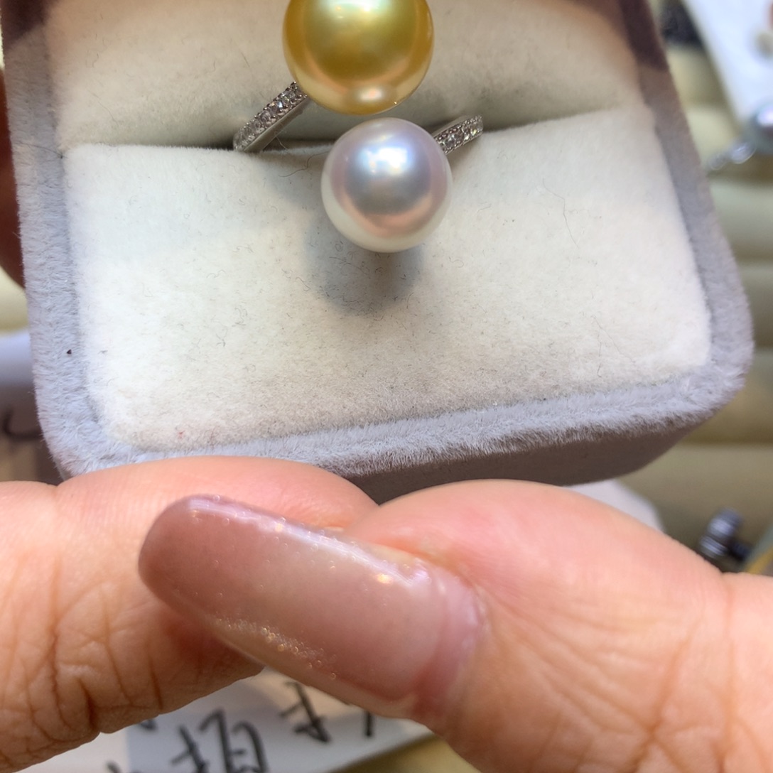 银S925镶嵌戒指海水珍珠