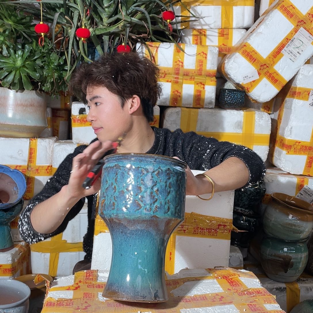 无铅玻璃宜兴紫砂花盆