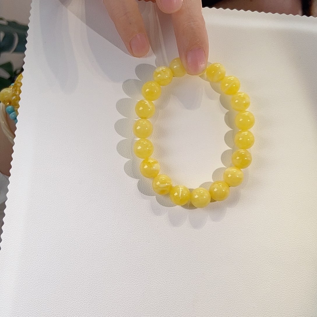 手链蜜蜡未镶嵌天然俄白花蜜蜡手串