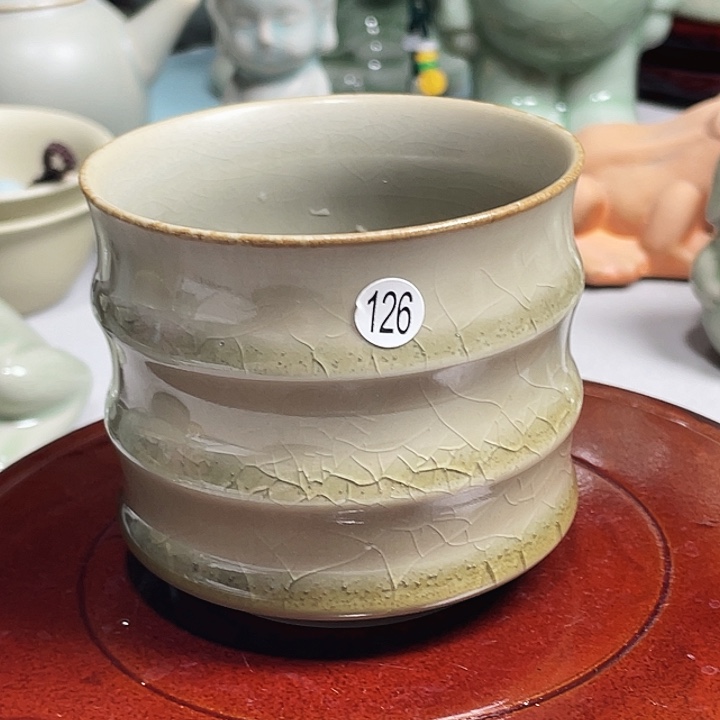 126柴烧竹节杯仿古釉