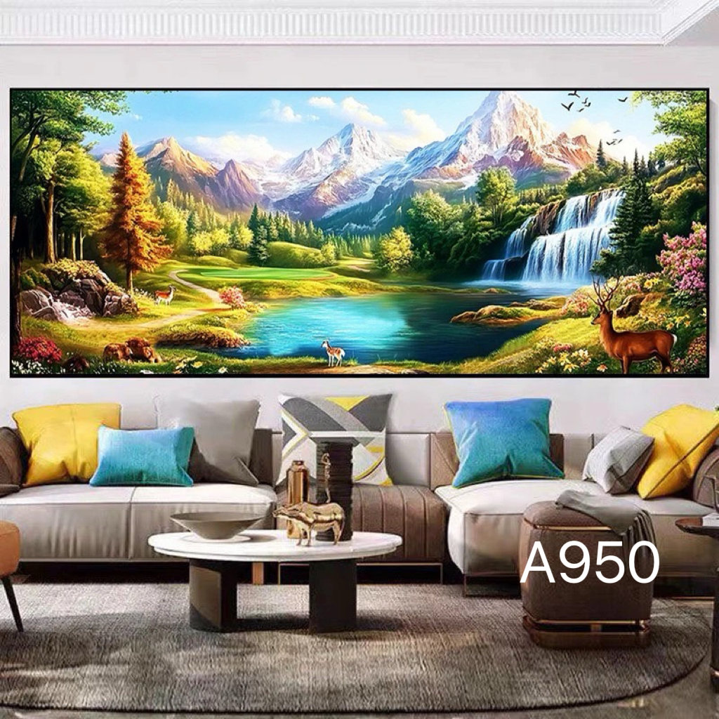 十字绣人间仙境聚宝盆客厅大幅风景画手工线绣大格236×95