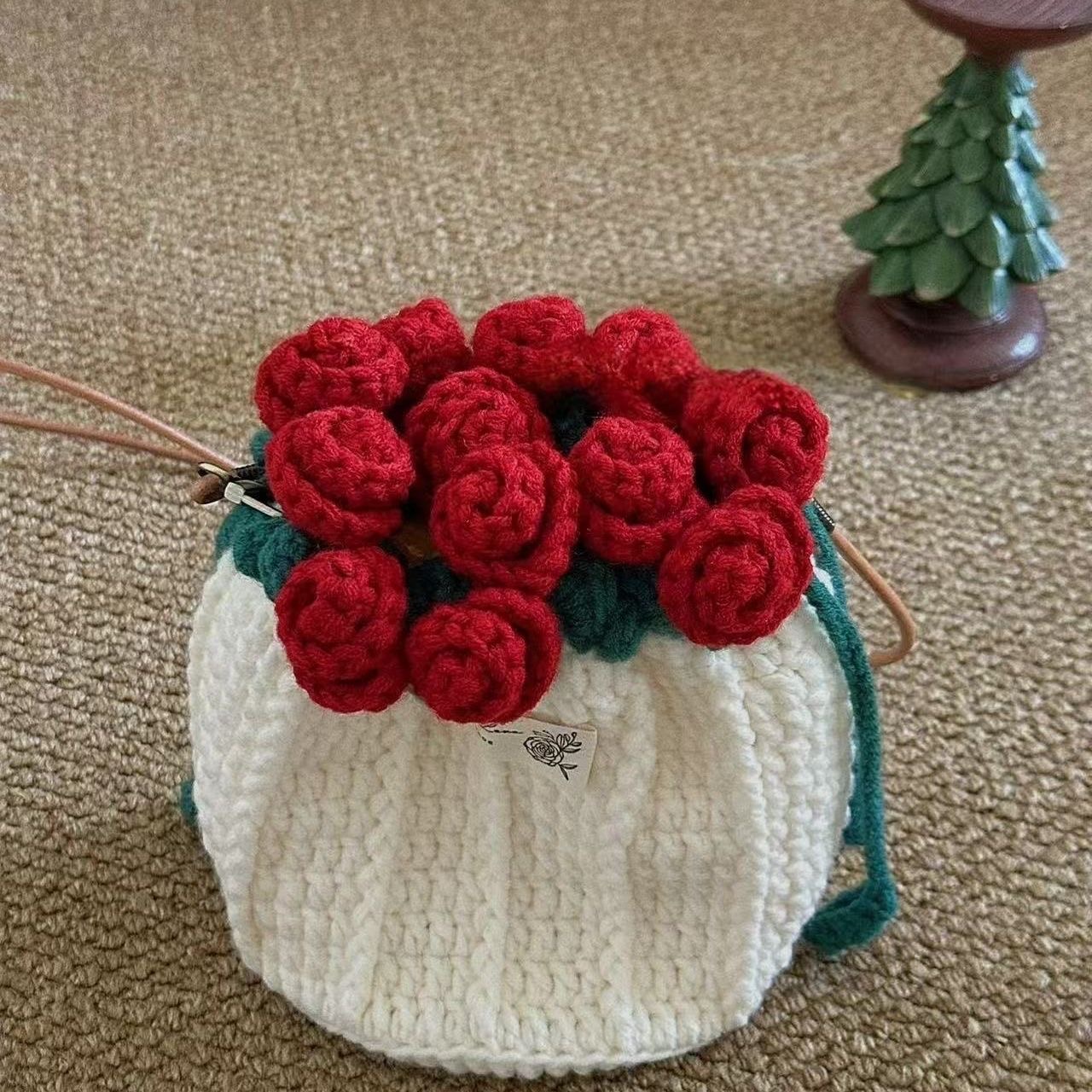 【高质量】玫瑰花包包钩织教程手工编织diy材料包送闺蜜女朋友礼物