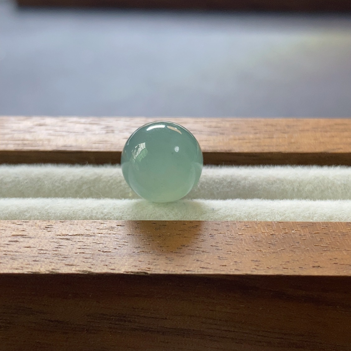 天然缅甸翡翠A货-冰蓝圆珠 卡10.2