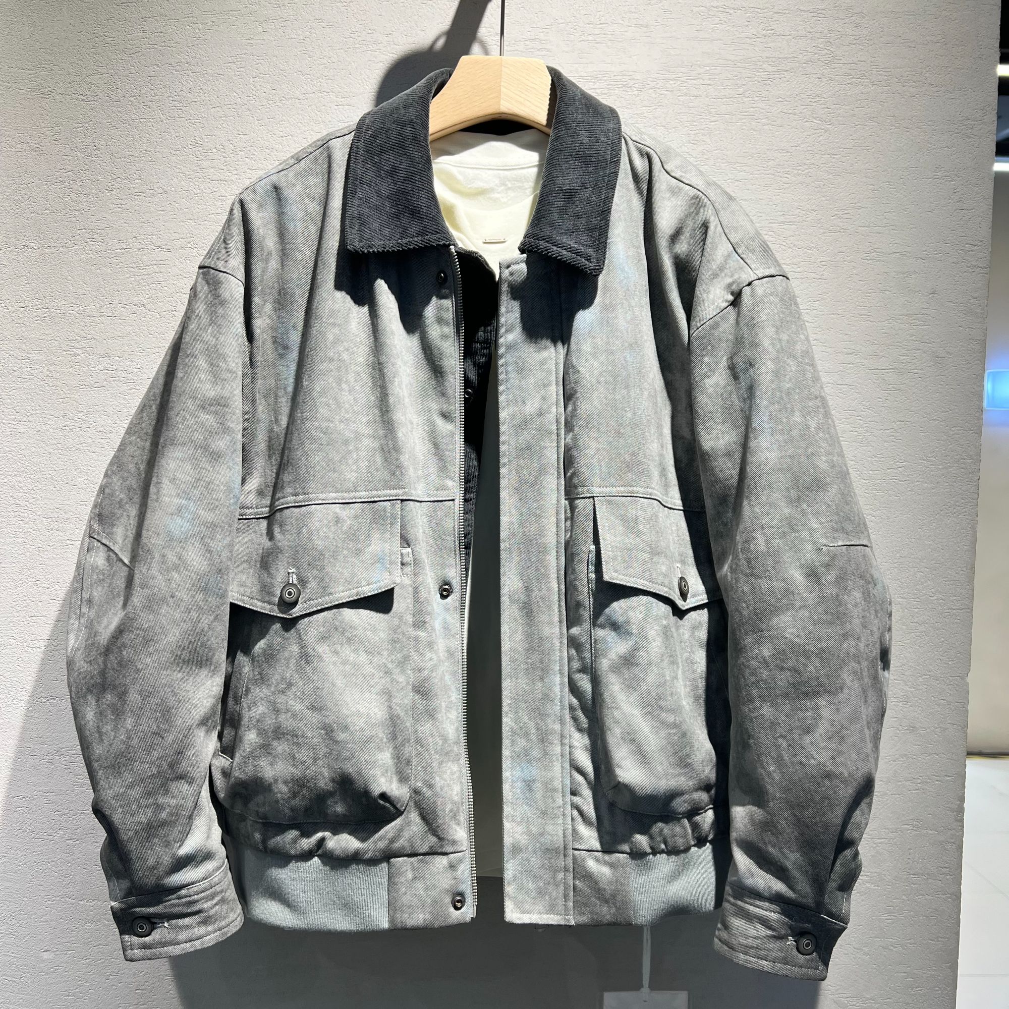 冬季微宽松版8658#羽绒轻薄时尚潮流牛仔全棉拼接羽绒服