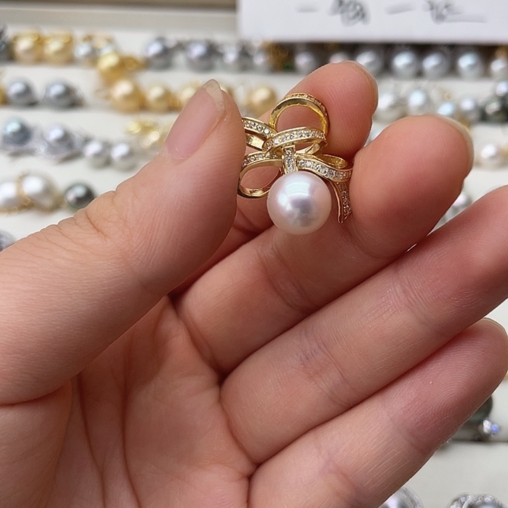 海水珍珠银S925镶嵌吊坠(不含链)