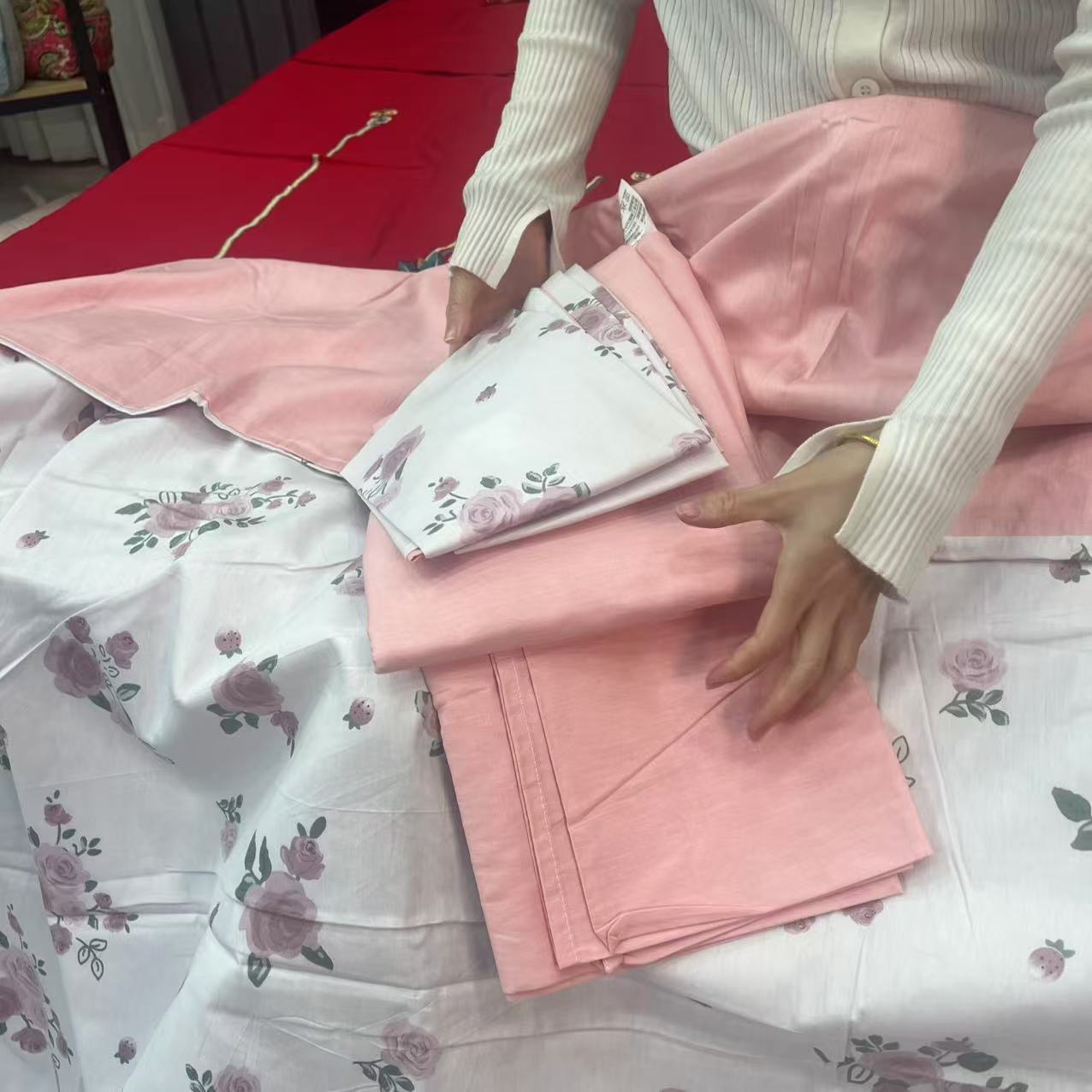 MJN门店四季款 活性印染工艺60s纯棉印花四件套 J-001 桃花朵朵