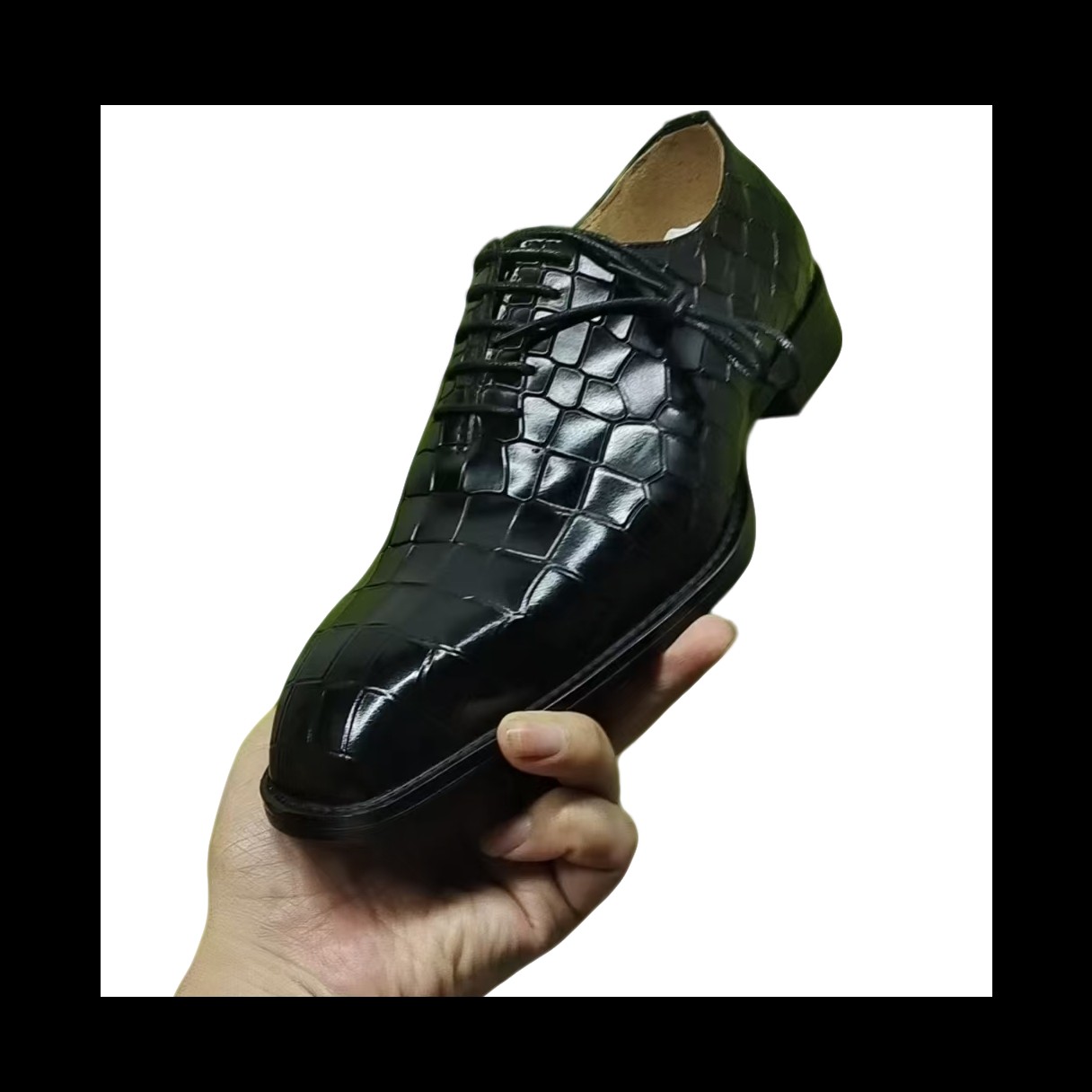 2511黑色。酒红色，鳄鱼肚皮固特异手工牛津鞋英伦风商务正装男鞋