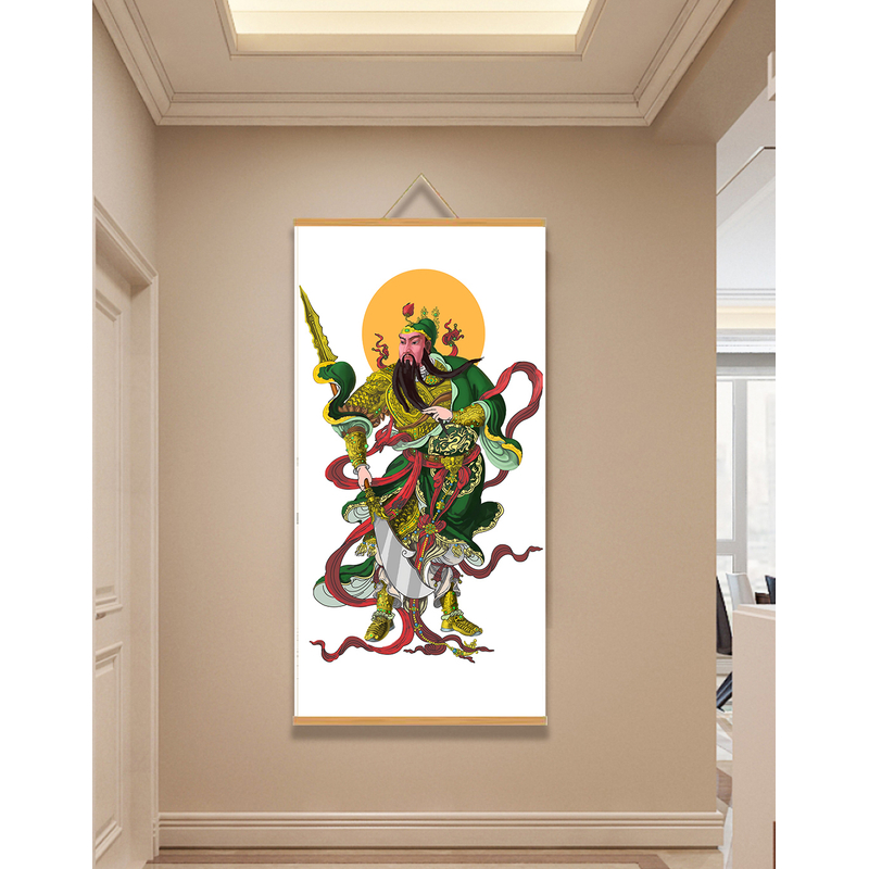  【10关公】60x120cm现代简约挂轴装饰画办公室家居装饰画