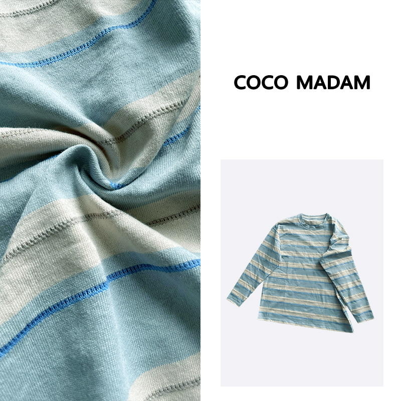 《An ni》Ani-B378 春秋条纹拼接时尚长袖打底