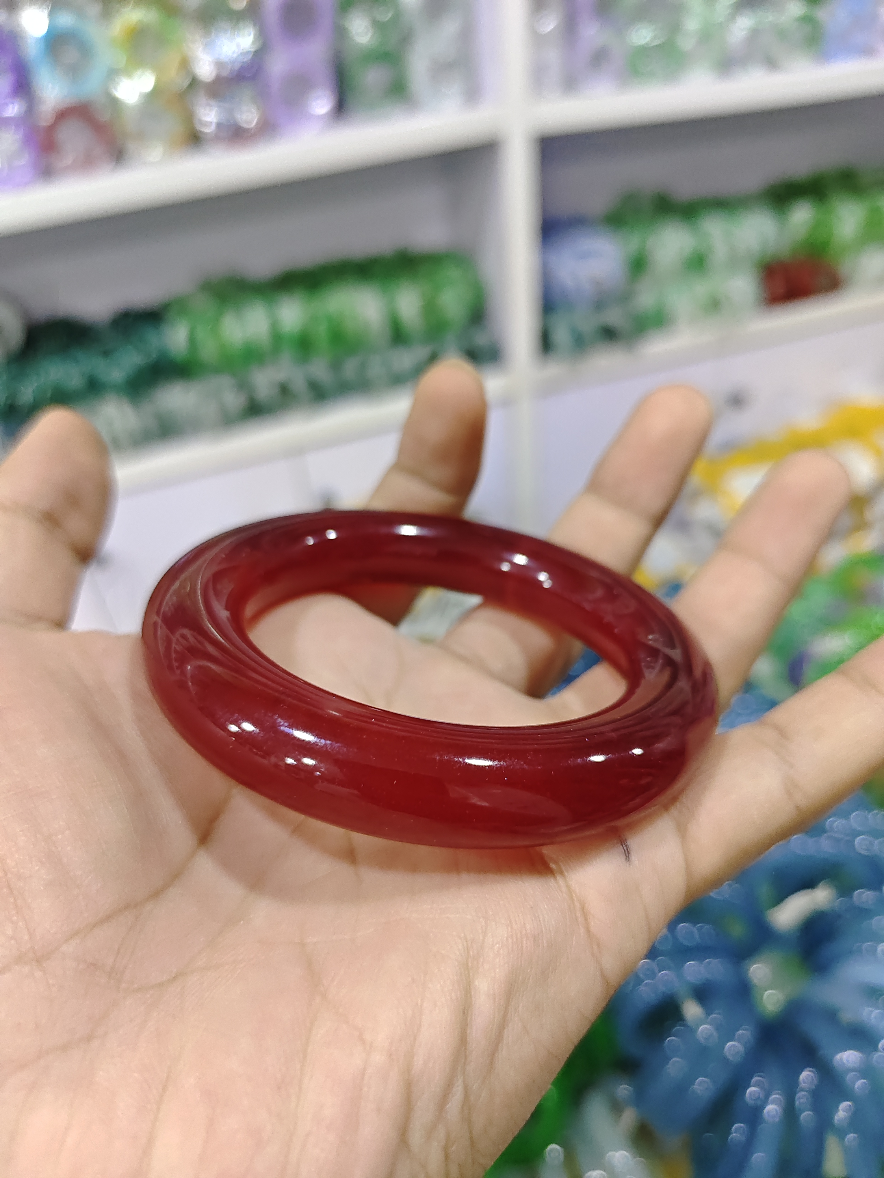 1404号-精品红色胖圆条手镯