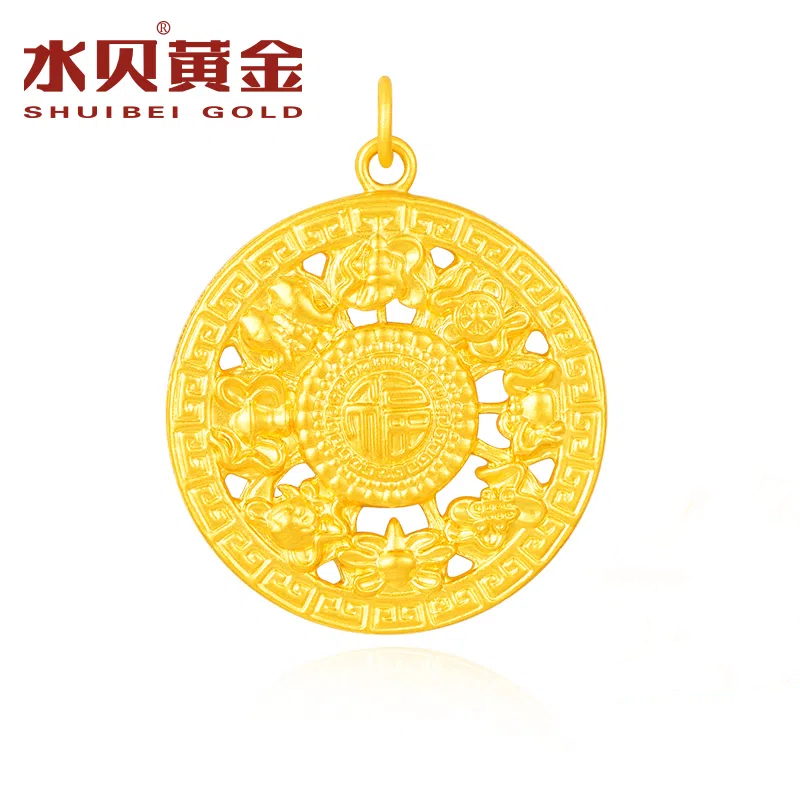 水贝足金999古法黄金八宝DZBBLP-A