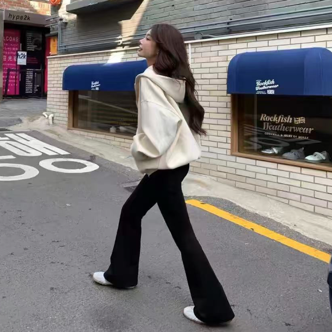 不起球不拔丝显瘦一粒扣喇叭裤