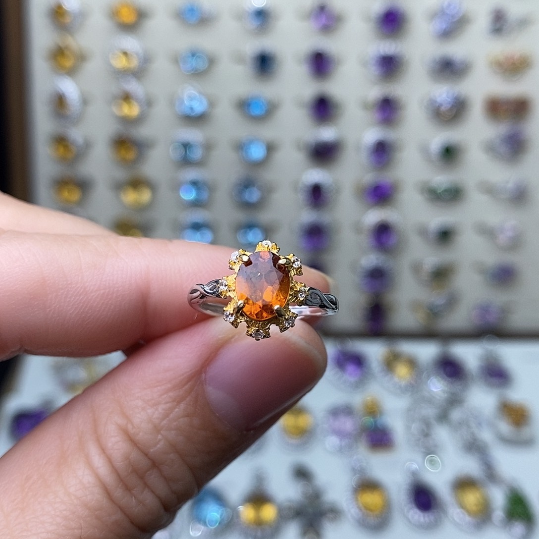 石榴石戒指银S925镶嵌需要证书备注