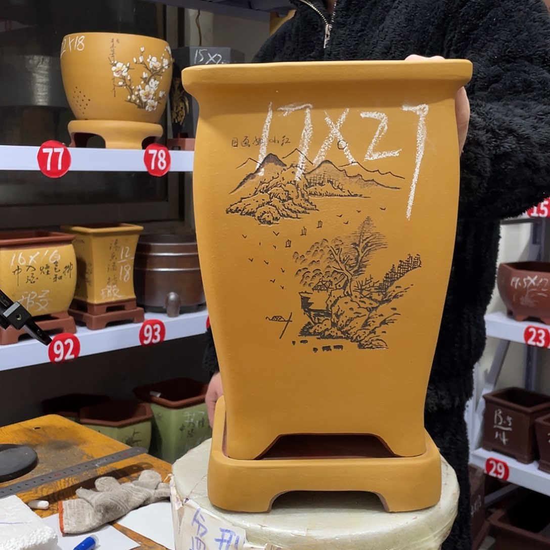 紫砂天心紫砂手工花盆