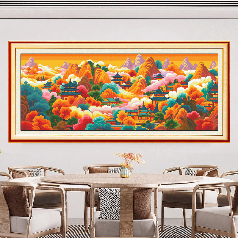 【加厚绣布】蓬莱仙境十字绣45色220X90cm