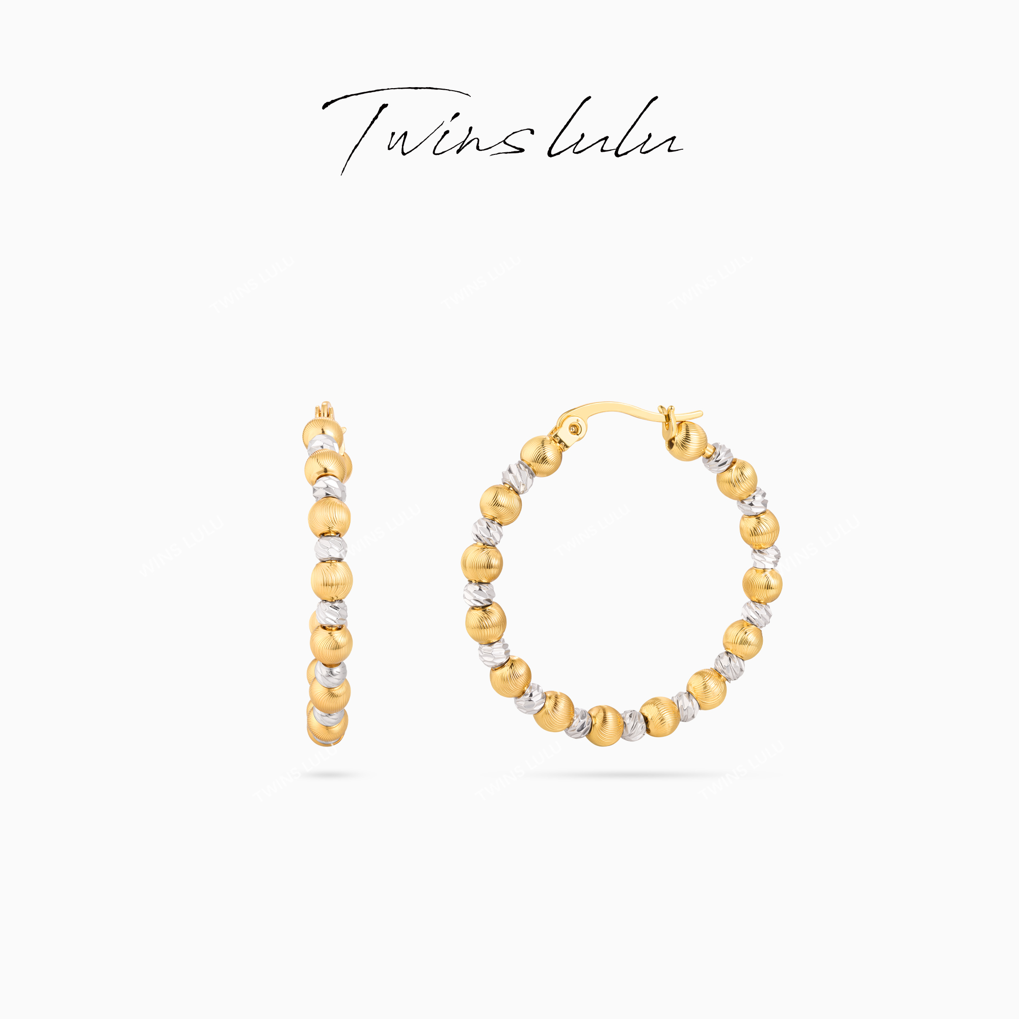 TWINS LULU 流光风秋上新新品小众首饰肌理纹珠珠耳环TSL2581