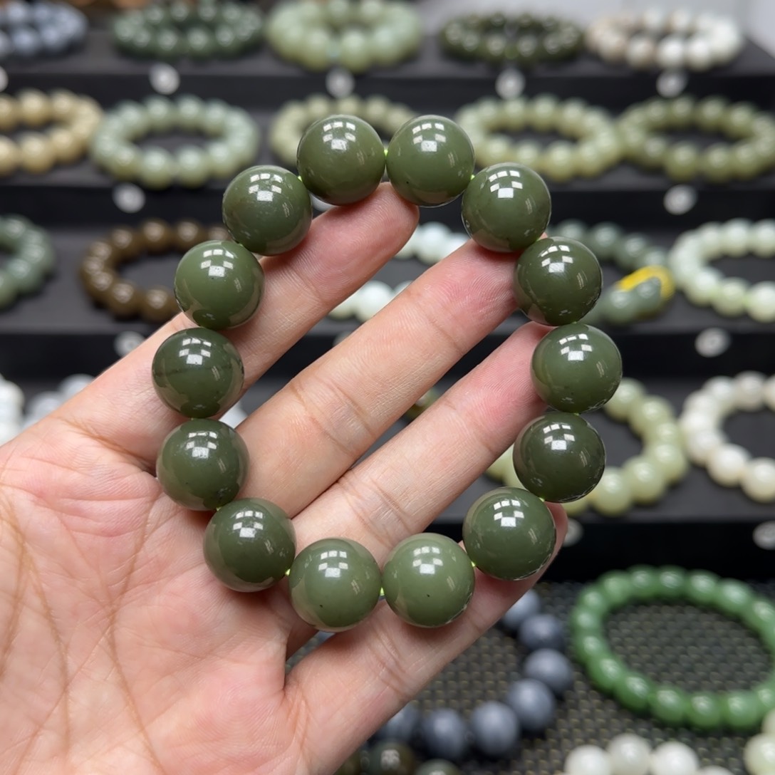 和田玉手链未镶嵌青黄口