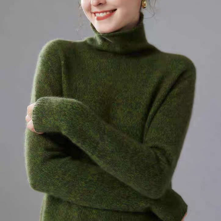 5针3股一线成衣花式纱堆堆领打底毛衣羊绒衫