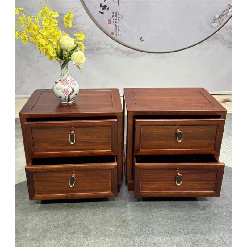 乌金木床头柜实木现代轻奢卧室家用新中式储物收纳床边置物柜