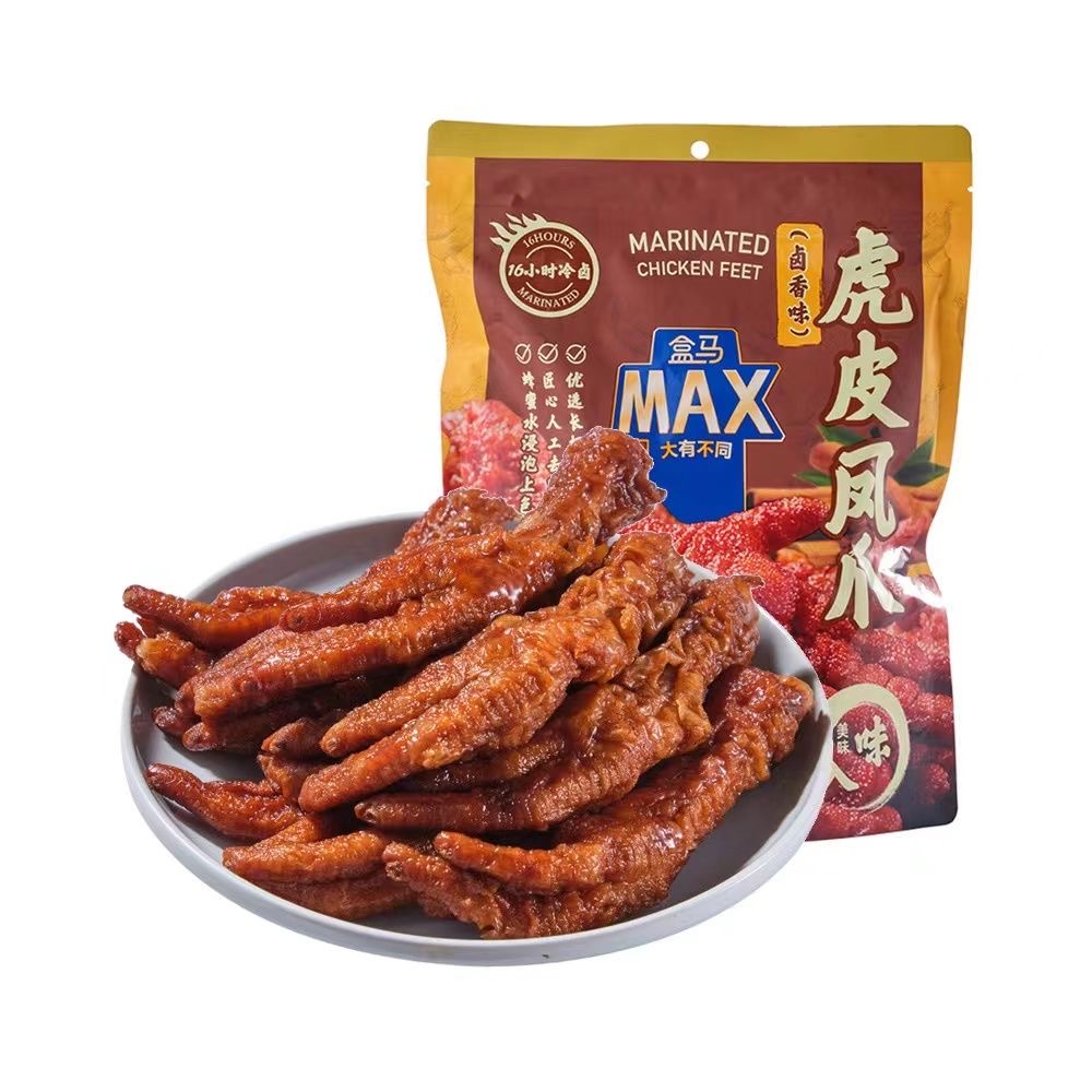 盒马MAX卤香味虎皮凤爪开袋即食休闲零食428g