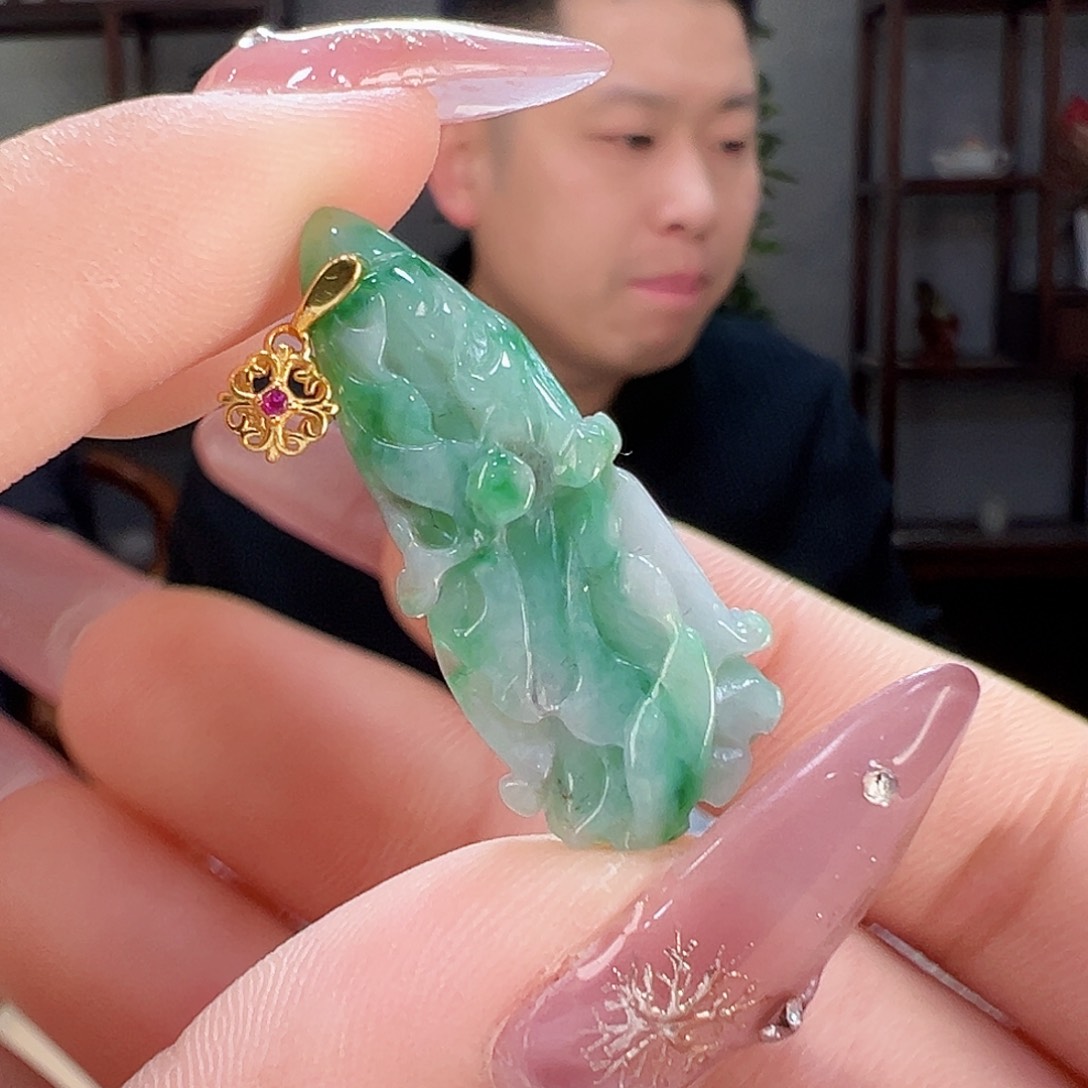 翡翠颈饰银S925镶嵌吊坠54