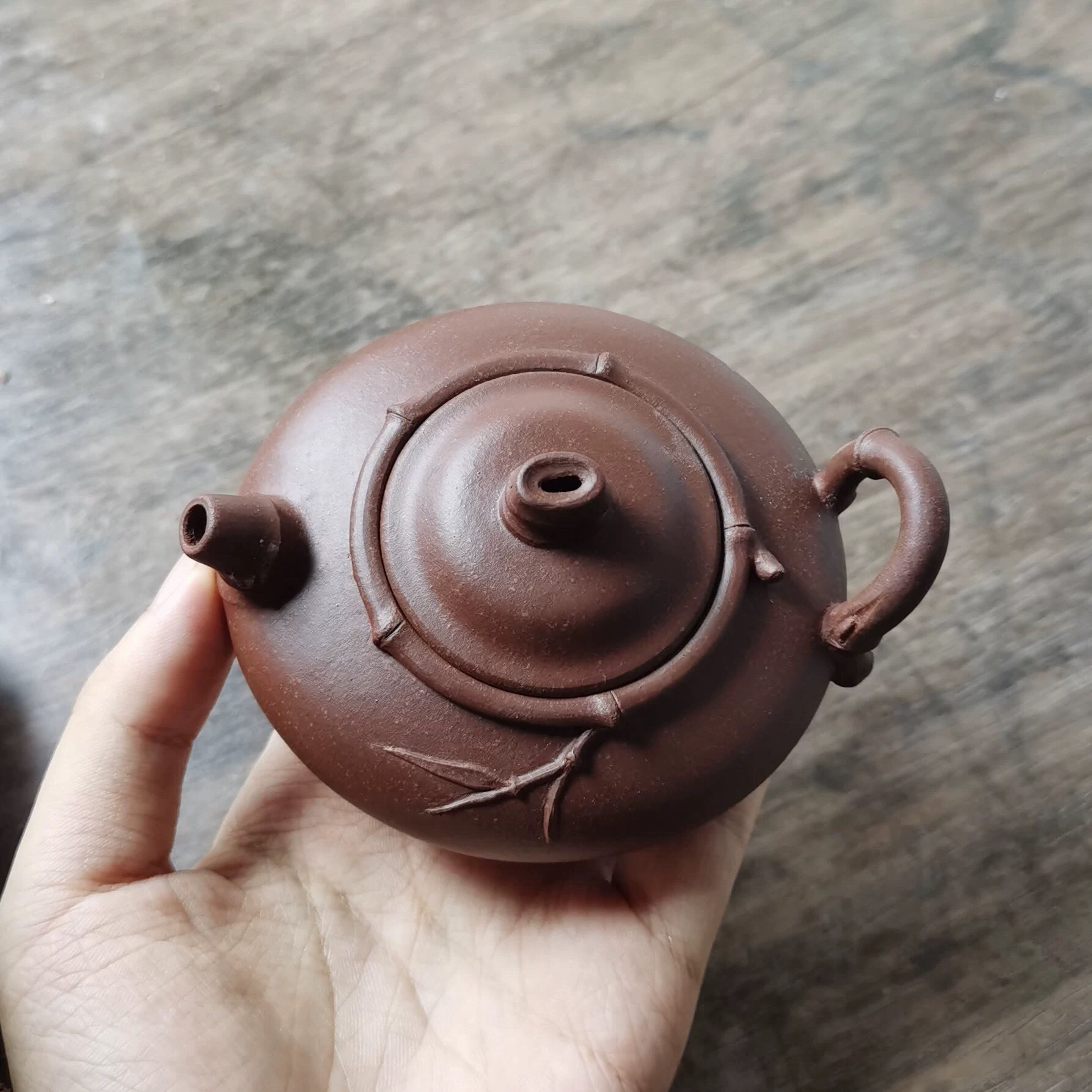 非遗紫砂 宜兴原矿紫泥全手工贵妃竹