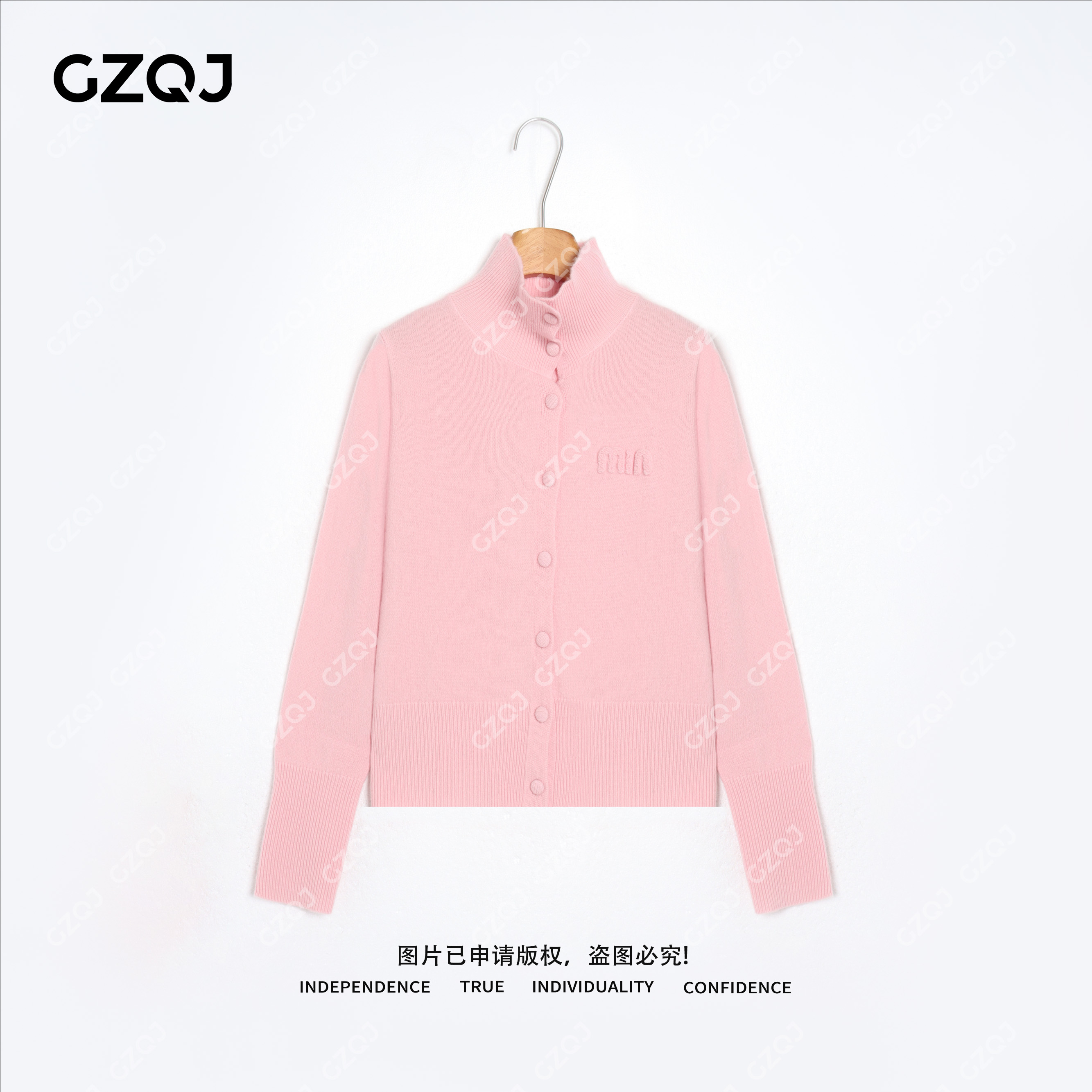 老琴私服【蜜桃绒感】100绵羊毛立体毛巾绣纯色针织衫女冬新款96684