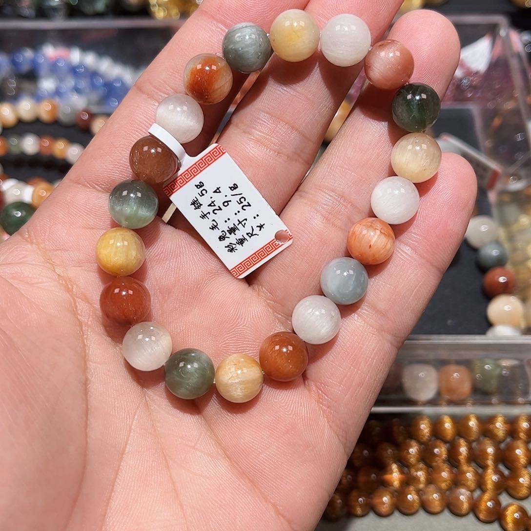 水晶手链未镶嵌彩兔毛