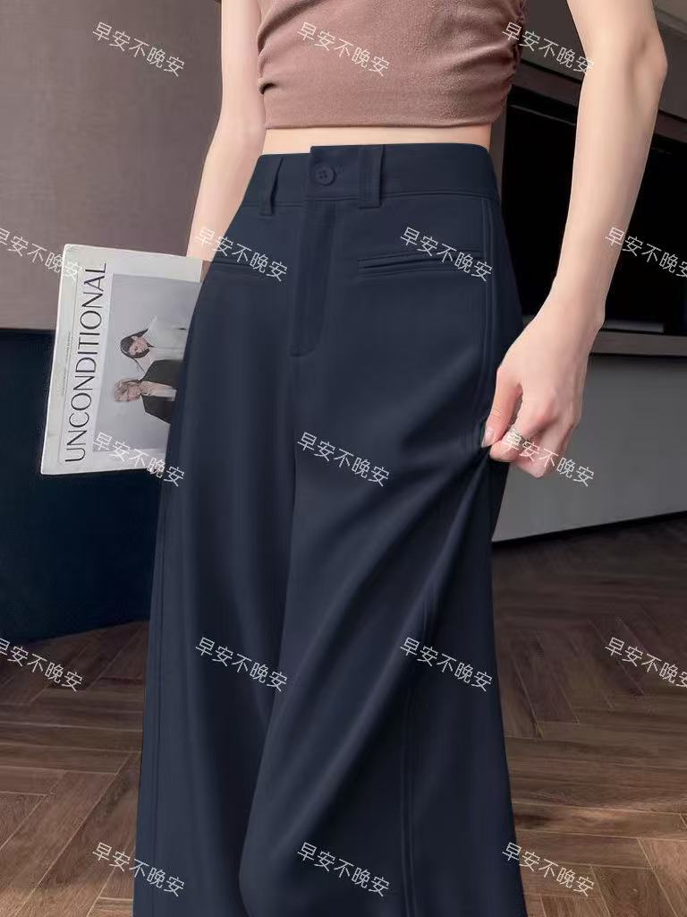 【现货加厚+运费险】钛金棉阔腿裤2025秋冬高级感弯刀直筒拖地裤