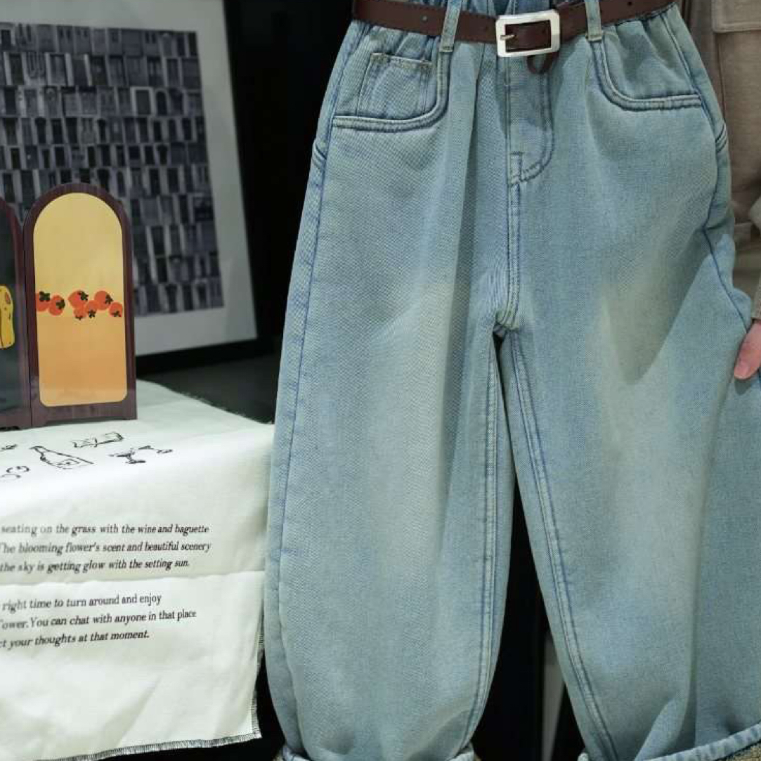 25224秋冬新款加绒弯刀牛仔裤